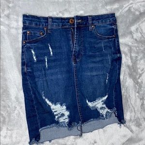 Ripped blue jean skirt